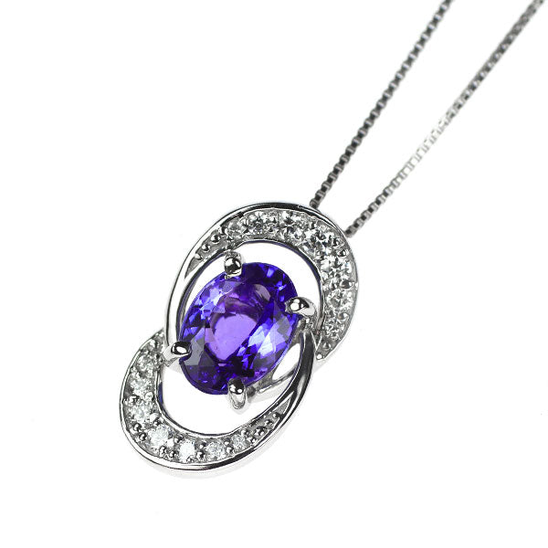 Pt900/ Pt850 タンザナイト ダイヤモンド ペンダントネックレス 1.26ct D0.16ct