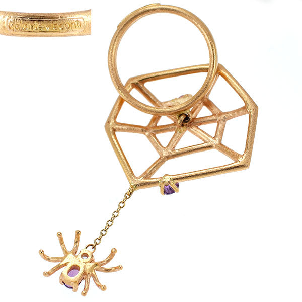 ガランテ・ヴィスコンティ K18PG アメジスト ブルートパーズ ガーネット リング 蜘蛛