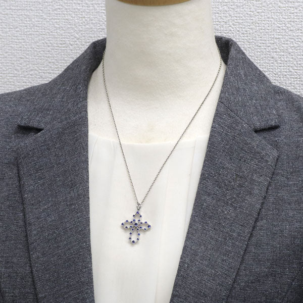 K18WG サファイア ペンダントトップ 1.15ct クロス