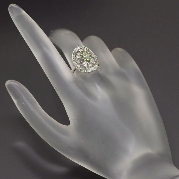 Pt900 トリートグリーンダイヤモンド リング 0.80ct D0.37ct