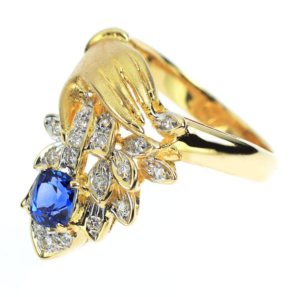 K18YG サファイア ダイヤモンド リング 0.85ct D0.16ct