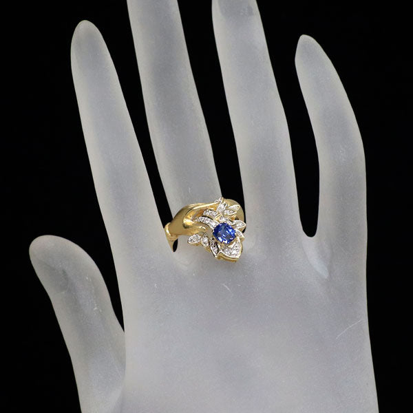 K18YG サファイア ダイヤモンド リング 0.85ct D0.16ct