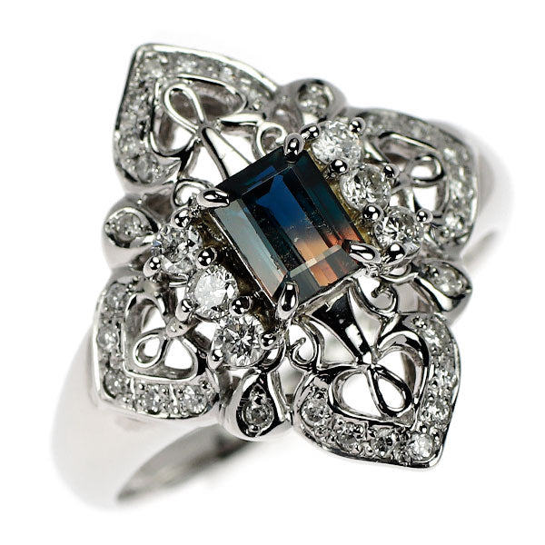 Pt900 バイカラートルマリン ダイヤモンド リング 0.84ct D0.30ct