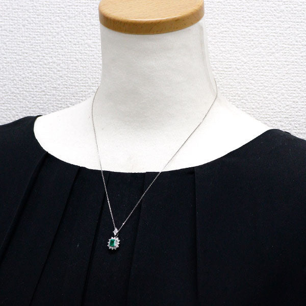 Pt エメラルド ダイヤモンド ペンダントネックレス 0.74ct D0.53ct