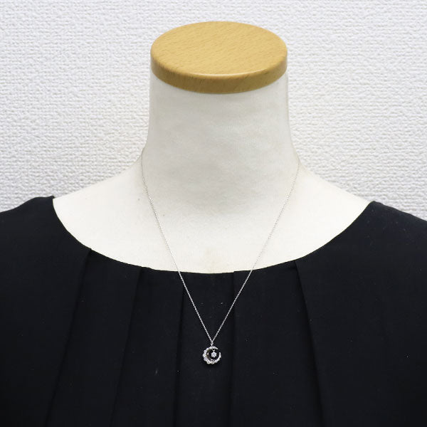 K18WG ブラック/カラーレス ダイヤモンド ペンダントネックレス 0.39ct 月