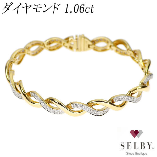 K18YG/WG ダイヤモンド ブレスレット 1.06ct 《セルビー銀座店》【中古】