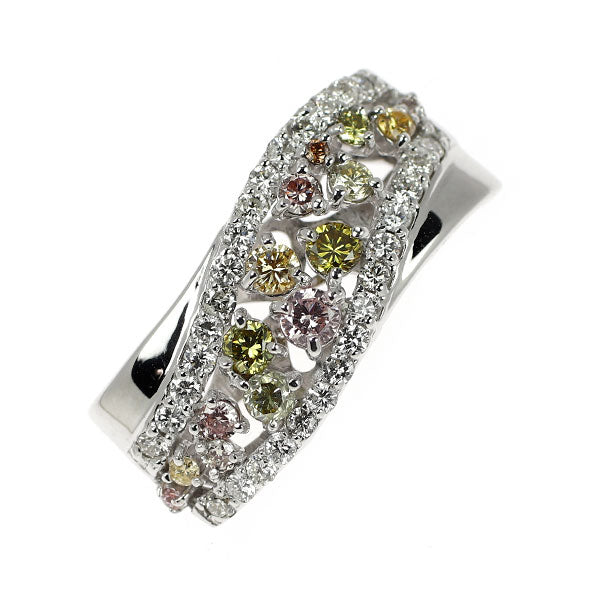 K18WG 天然ピンク/イエロー/カラーレス ダイヤモンド ペンダントトップ 1.00ct