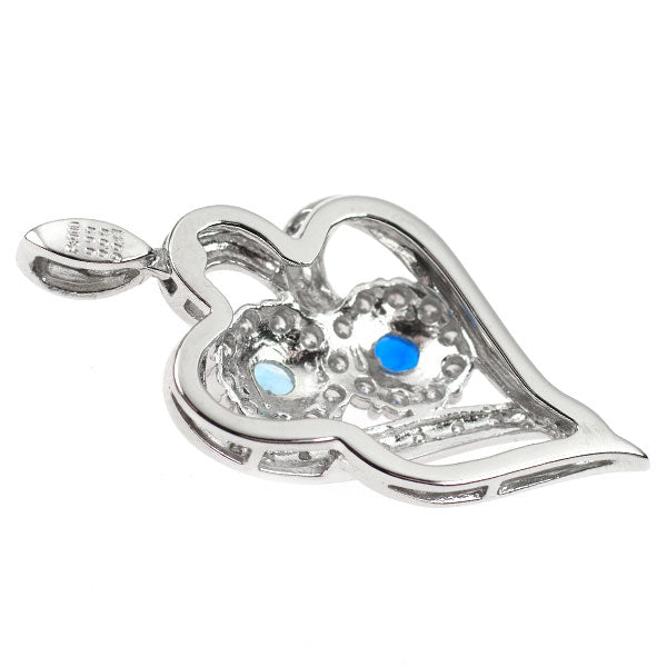 希少 Pt900 ダイヤモンド アウイナイト パライバトルマリン ペンダントトップ D0.41ct A0.09ct P0.09ct ハート