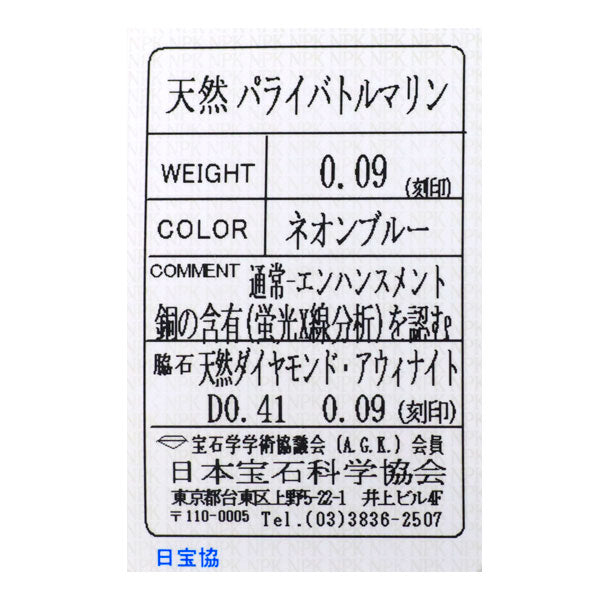 希少 Pt900 ダイヤモンド アウイナイト パライバトルマリン ペンダントトップ D0.41ct A0.09ct P0.09ct ハート