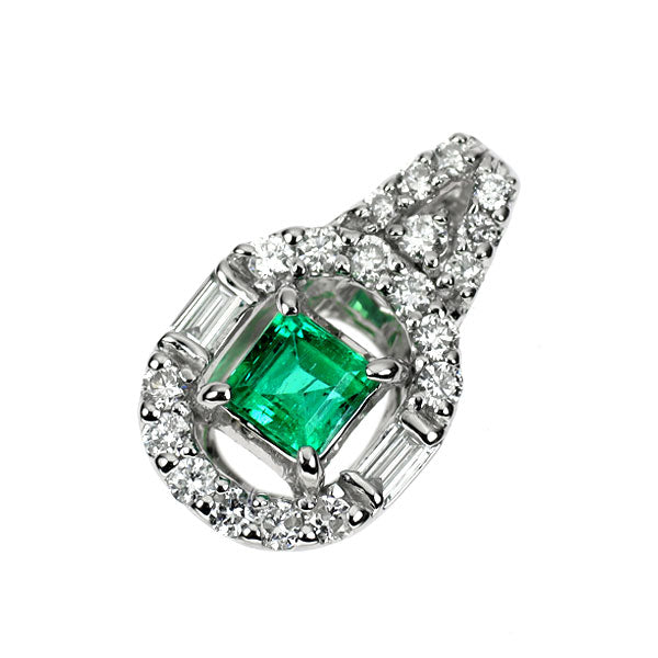 Pt900 エメラルド ダイヤモンド ペンダントトップ 0.25ct D0.23ct