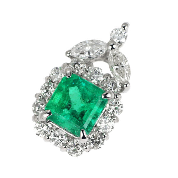 Pt900 エメラルド ダイヤモンド ペンダントトップ 0.94ct D0.50ct