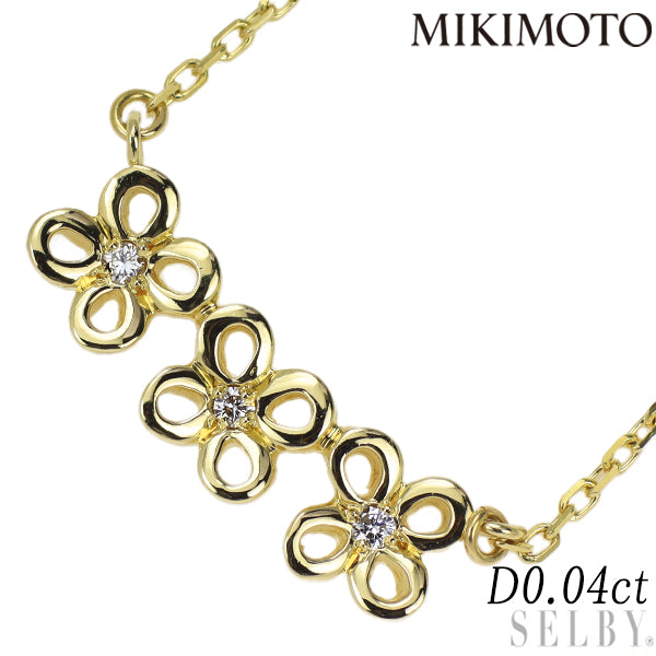 ペルリータミキモト K18YG ダイヤモンド ペンダントネックレス 0.04ct フラワー