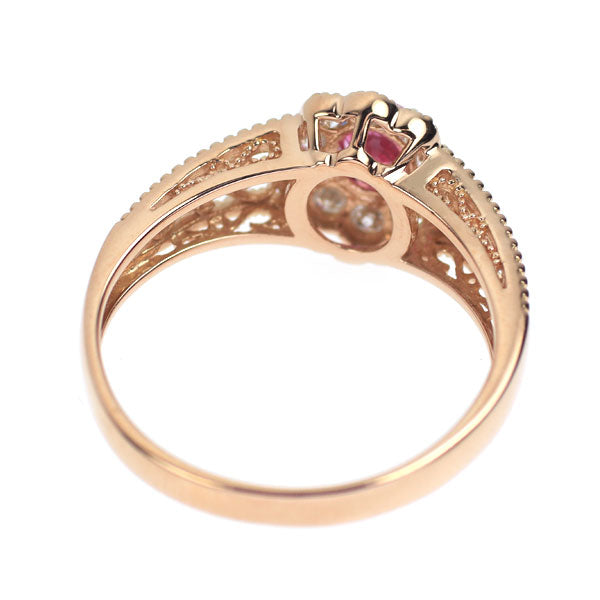 K18PG ピンク サファイア ダイヤモンド リング 0.46ct D0.31ct