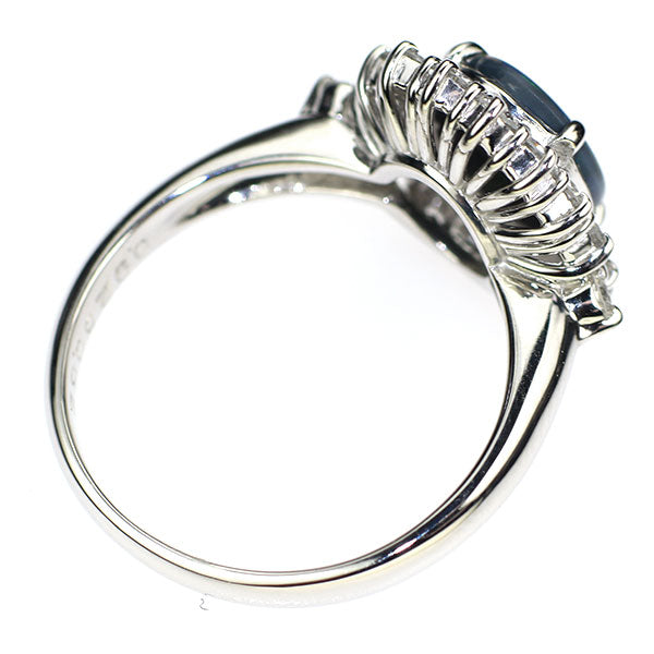 Pt900 ブラックオパール ダイヤモンド リング 0.92ct D0.62ct