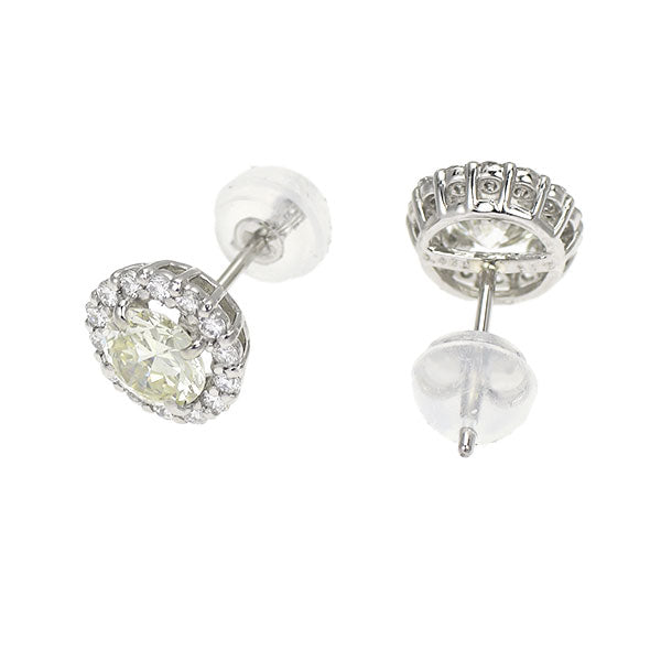 新品 Pt950/ Pt900 ダイヤモンド ピアス 0.896ct K/L VS1/SI1 G/Fair D0.24ct【エスコレ】