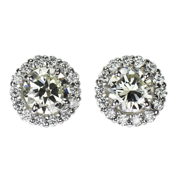 新品 Pt950/ Pt900 ダイヤモンド ピアス 0.896ct K/L VS1/SI1 G/Fair D0.24ct【エスコレ】