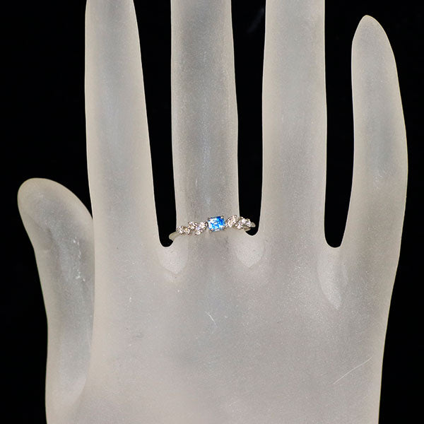 新品 希少 Pt950 ジンバブエ産 バイカラーユークレース ダイヤモンド リング 0.164ct D0.10ct レアストーン【エスコレ】