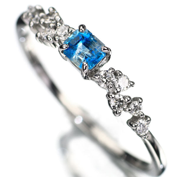 新品 希少 Pt950 ジンバブエ産 バイカラーユークレース ダイヤモンド リング 0.164ct D0.10ct レアストーン【エスコレ】