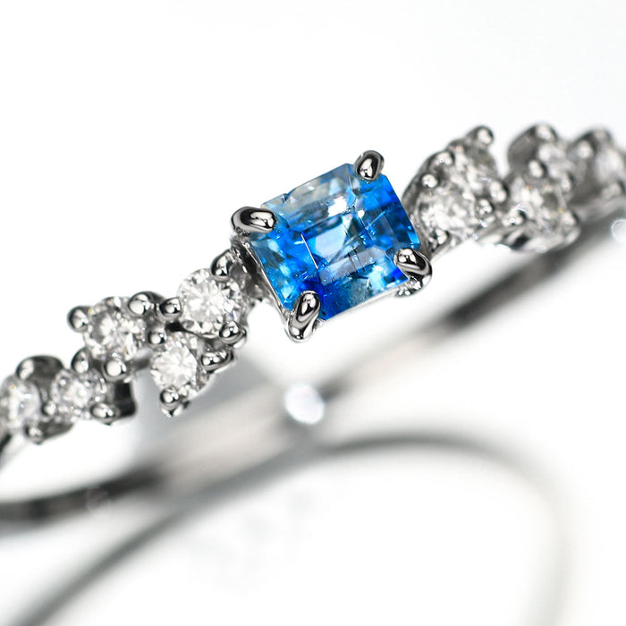新品 希少 Pt950 ジンバブエ産 バイカラーユークレース ダイヤモンド リング 0.164ct D0.10ct レアストーン【エスコレ】