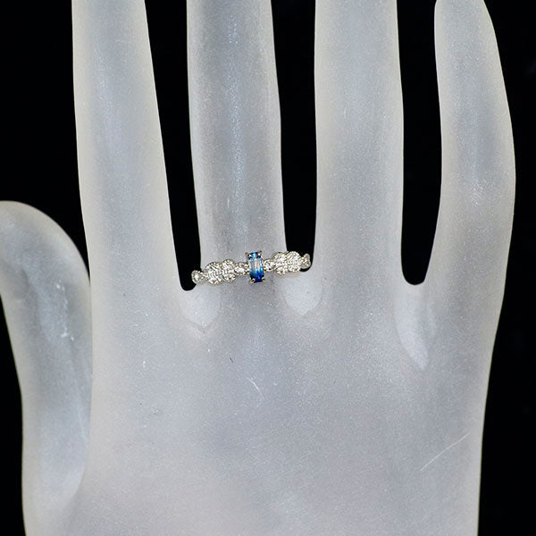 新品 希少 Pt950 ジンバブエ産 バイカラーユークレース ダイヤモンド リング 0.179ct D0.04ct レアストーン【エスコレ】