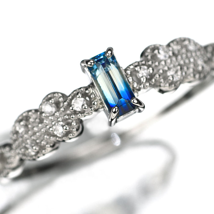 新品 希少 Pt950 ジンバブエ産 バイカラーユークレース ダイヤモンド リング 0.179ct D0.04ct レアストーン【エスコレ】