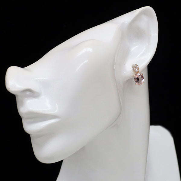 K18PG モルガナイト ダイヤモンド ピアス 3.18ct D0.38ct