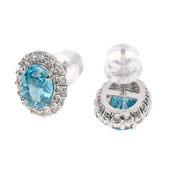 Pt900 カンボジア産ラタナキリブルージルコン ダイヤモンド ピアス 3.60ct D0.44ct