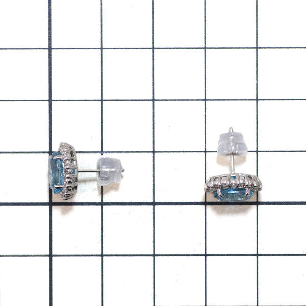 Pt900 カンボジア産ラタナキリブルージルコン ダイヤモンド ピアス 3.60ct D0.44ct