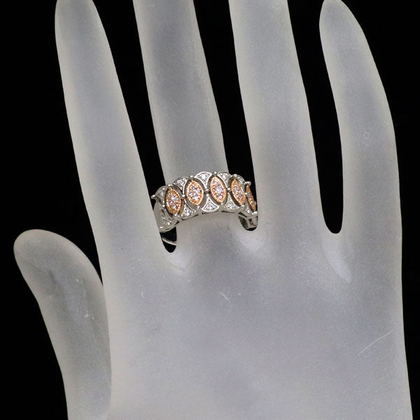 Pt950/K18PG 天然ピンク/カラーレス ダイヤモンド リング 0.22ct