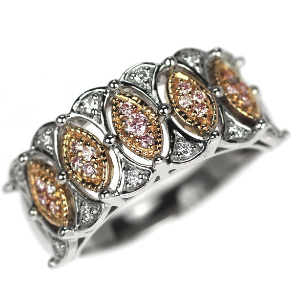 Pt950/K18PG 天然ピンク/カラーレス ダイヤモンド リング 0.22ct