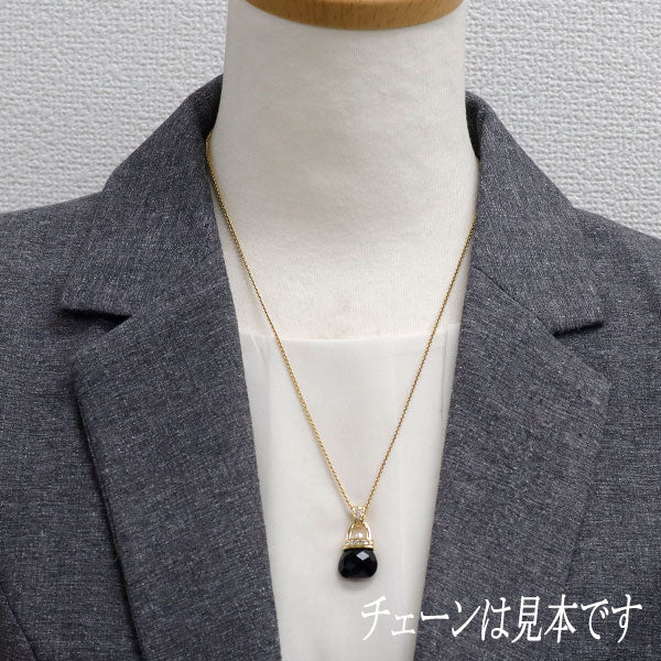 K18YG オニキス ダイヤモンド ベビーパール ペンダントトップ D0.18ct 径約3.2mm バッグ