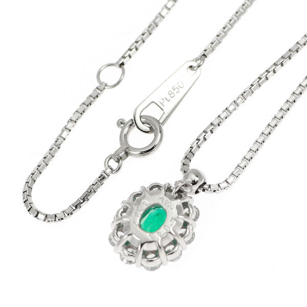 Pt エメラルド ダイヤモンド ペンダントネックレス 0.48ct D0.32ct