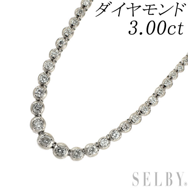 Pt850 ダイヤモンド ネックレス 3.00ct テニス