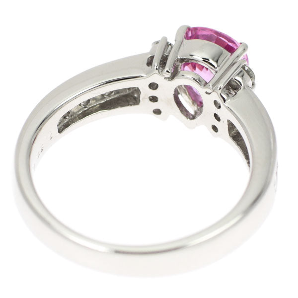 Pt900 ペアシェイプ ピンクサファイア ダイヤモンド リング 1.31ct D0.39ct