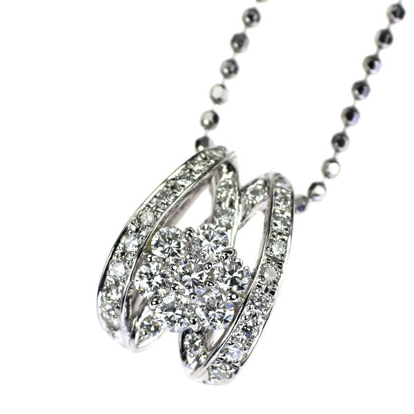 Pt ダイヤモンド ペンダントネックレス 0.73ct フラワー