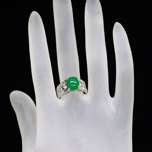 Pt900 翡翠 ダイヤモンド リング 2.71ct D0.52ct — セルビー