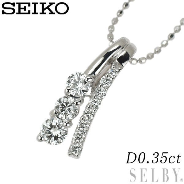 セイコー K18WG ダイヤモンド ペンダントネックレス 0.35ct