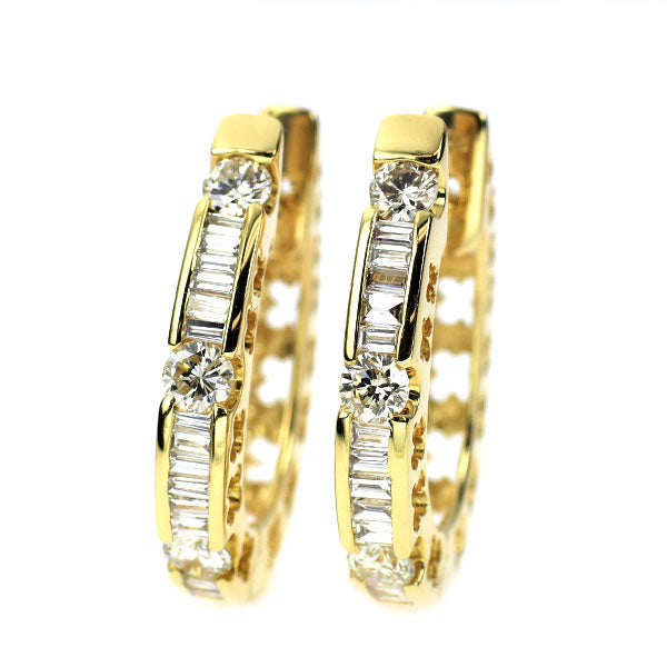 K18YG ダイヤモンド ピアス 1.40ct 2WAY リバーシブル