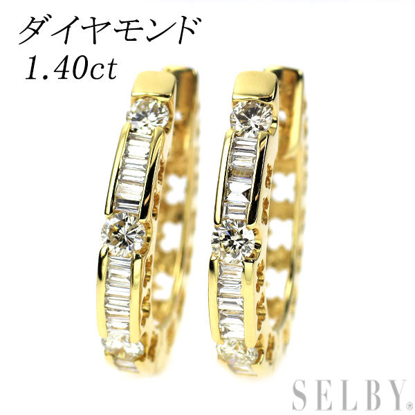 K18YG ダイヤモンド ピアス 1.40ct 2WAY リバーシブル