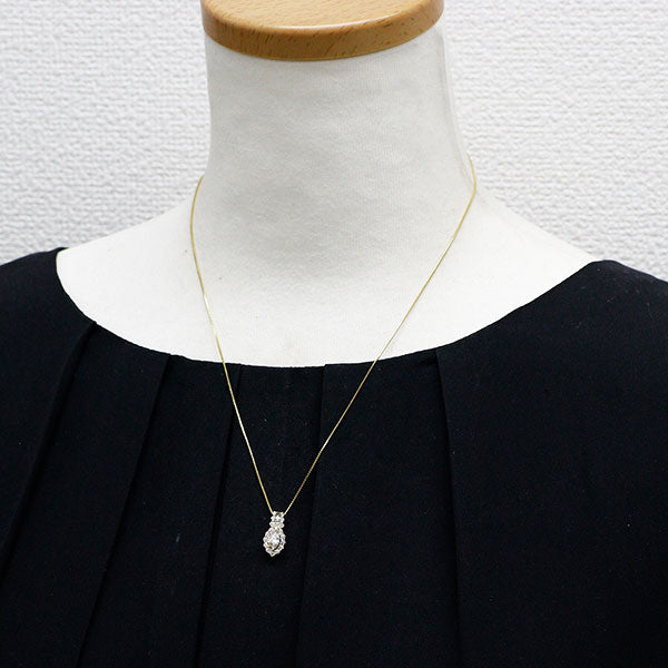 K18YG マーキス ダイヤモンド ペンダントネックレス 0.369ct L SI1 D0.45ct