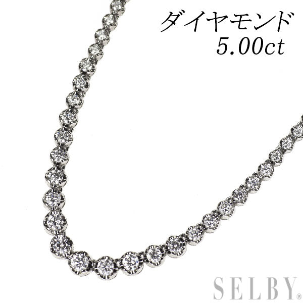 Pt850 ダイヤモンド ネックレス 5.00ct テニス