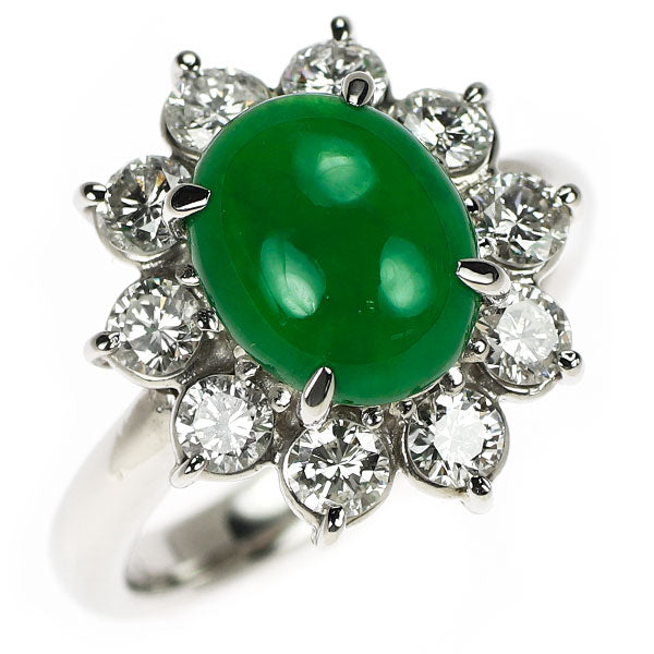 天然翡翠3.24ct・Pt900 リング】ダイヤ0.30ct 11号 #11