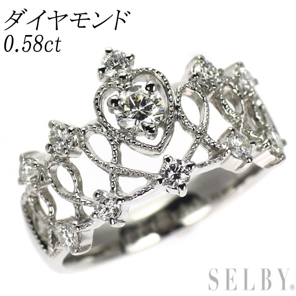 Pt900 ダイヤモンド リング 0.58ct ティアラ アンティークレース