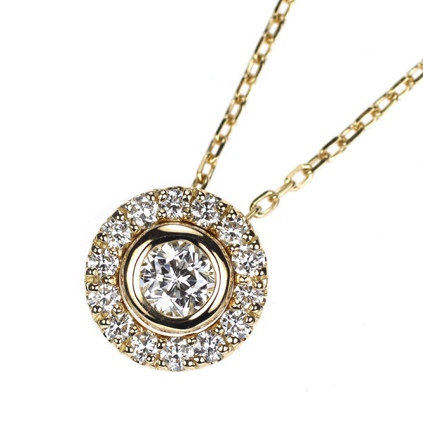 K18YG ダイヤモンド ペンダントネックレス 0.154ct D0.14ct リバーシブル 2way