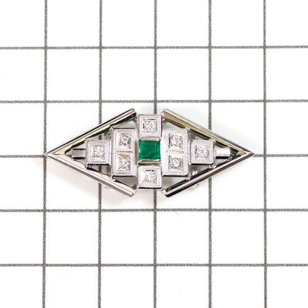 Pt850 エメラルド ダイヤモンド 帯留め 0.28ct D0.22ct 昭和レトロ 陽刻ヴィンテージ製品