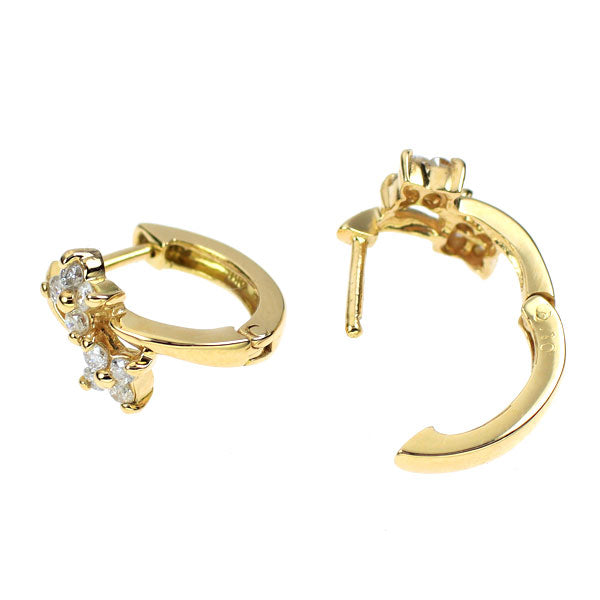 K18YG ダイヤモンド ピアス 0.20ct フープフラワー