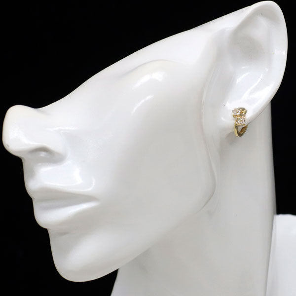 K18YG ダイヤモンド ピアス 0.20ct フープフラワー