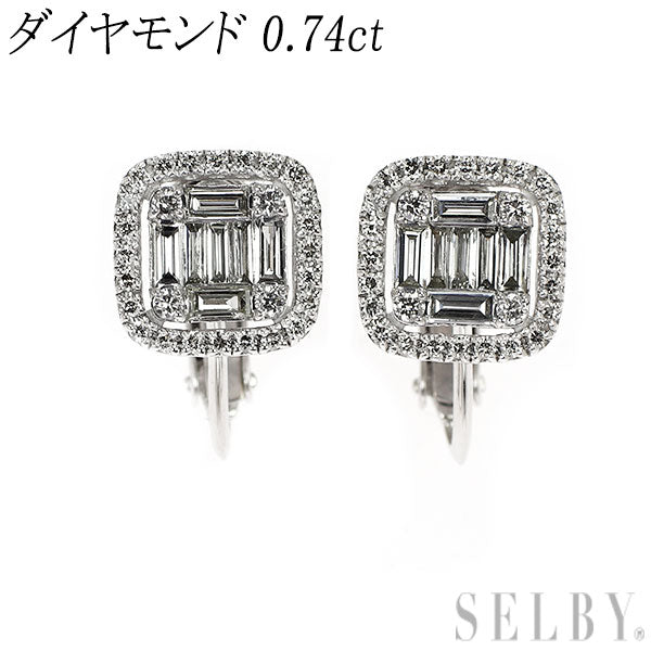 K18WG ダイヤモンド イヤリング 0.74ct