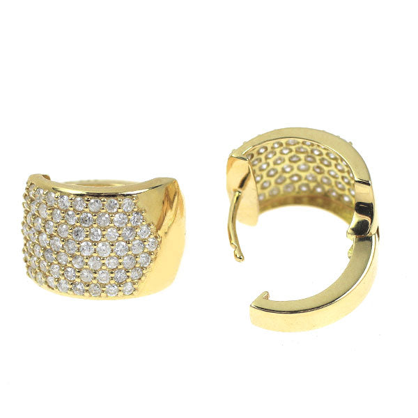 K18YG ダイヤモンド ピアス 0.90ct フープ パヴェ