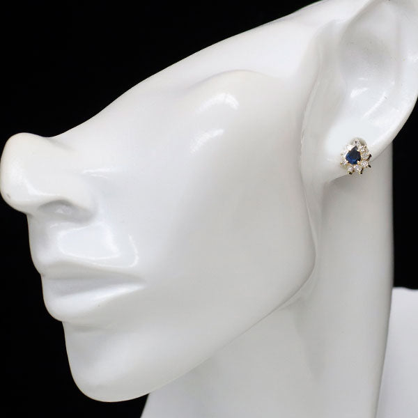 K14YG ペアシェイプ サファイア ダイヤモンド ピアス